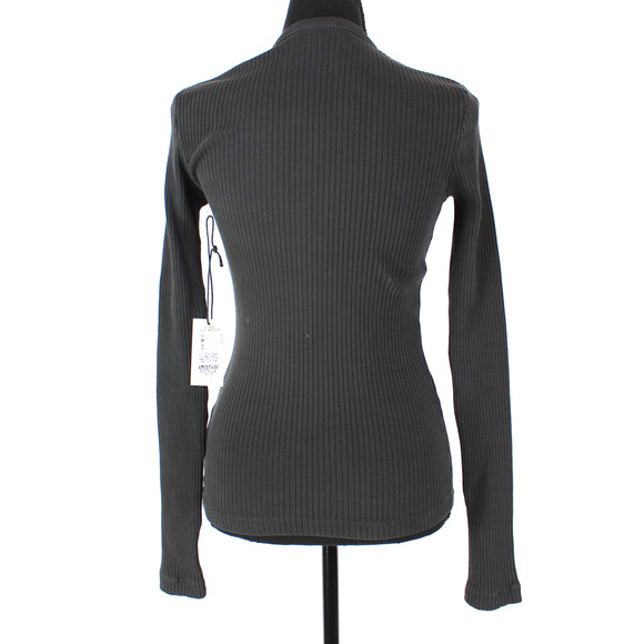 Agolde Tavi V-Neck Rib Top NEW Spider Gray Long Sleeve Pullover Ribbed Knit XS - Picture 6 of 8